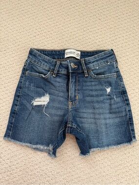 abercrombie kids Distressed Dark Blue Denim Shorts